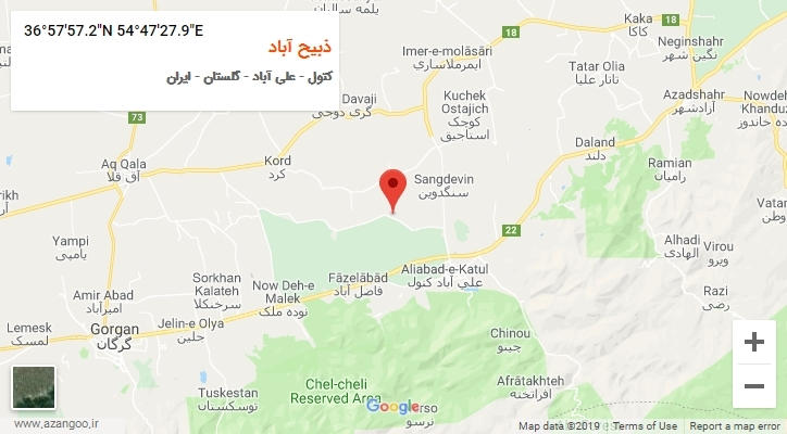 روستای ذبیح آباد بر روی نقشه