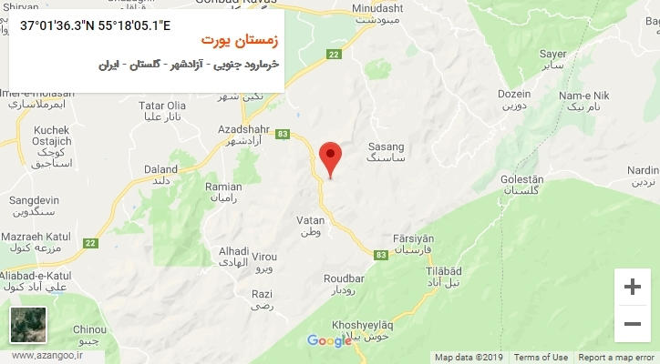 روستای زمستان یورت بر روی نقشه