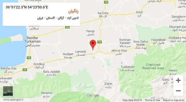 روستای زنگیان بر روی نقشه