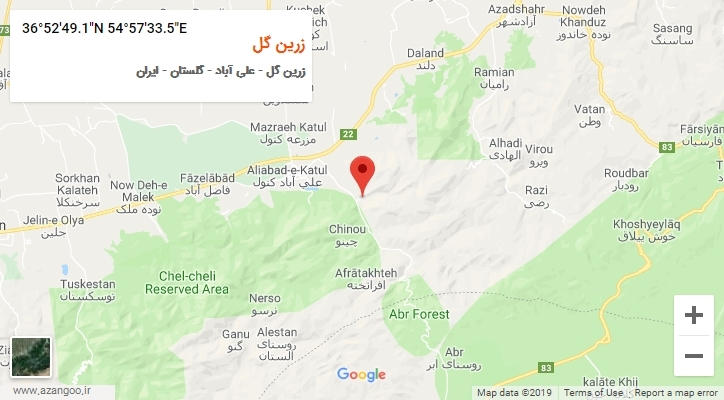روستای زرین گل بر روی نقشه