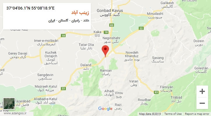 روستای زینب آباد بر روی نقشه