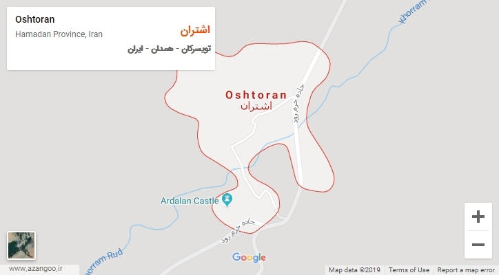 شهر اشتران بر روی نقشه