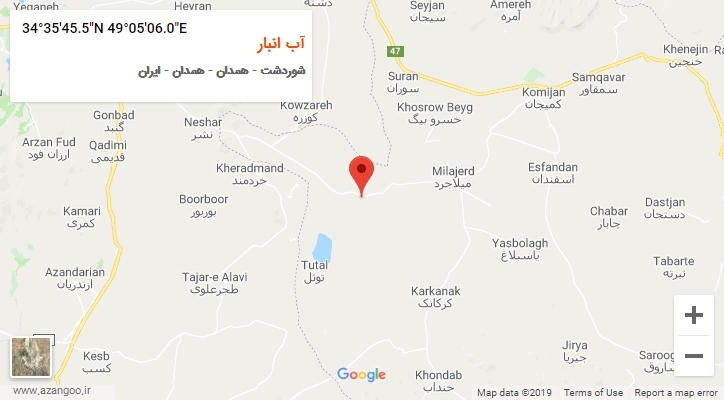روستای آب انبار بر روی نقشه