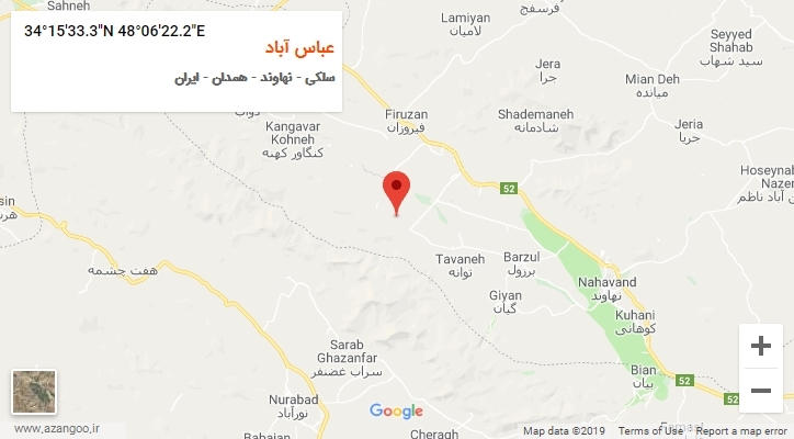 روستای عباس آباد بر روی نقشه