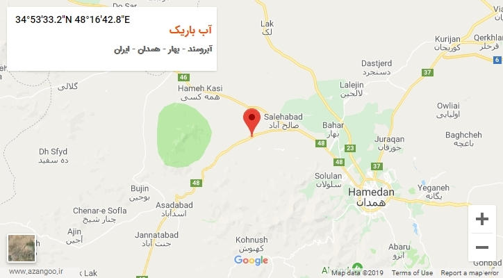روستای آب باریک بر روی نقشه
