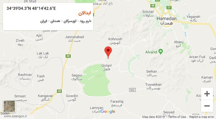 روستای ابدالان بر روی نقشه