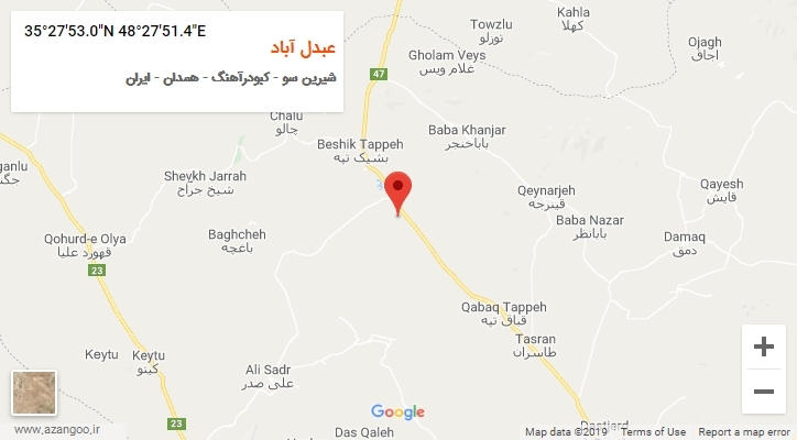 روستای عبدل آباد بر روی نقشه