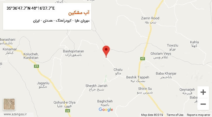 روستای آب مشکین بر روی نقشه