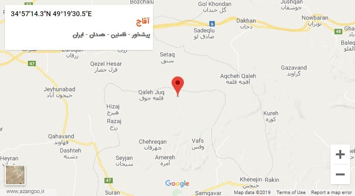 روستای آقاج بر روی نقشه