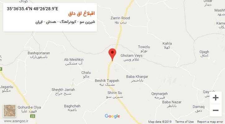روستای اقبلاغ اق داق بر روی نقشه