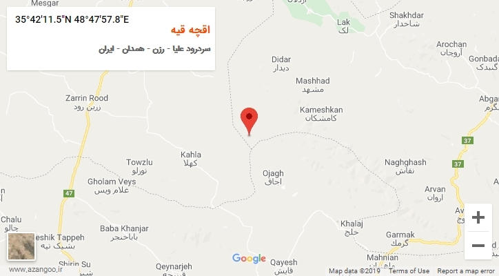 روستای اقچه قیه بر روی نقشه