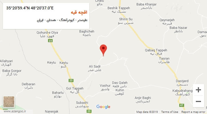 روستای اقچه قیه بر روی نقشه