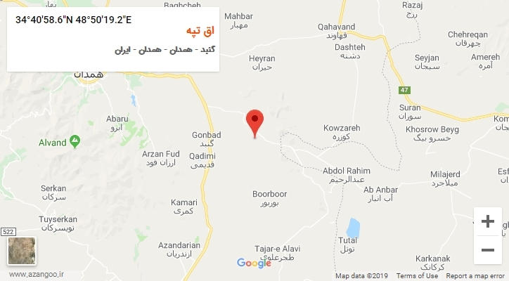 روستای اق تپه بر روی نقشه