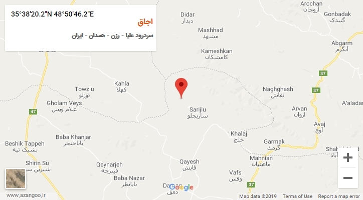 روستای اجاق بر روی نقشه