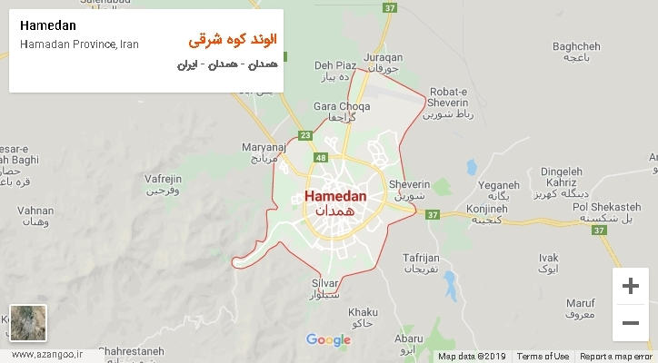 دهستان الوند کوه شرقی بر روی نقشه