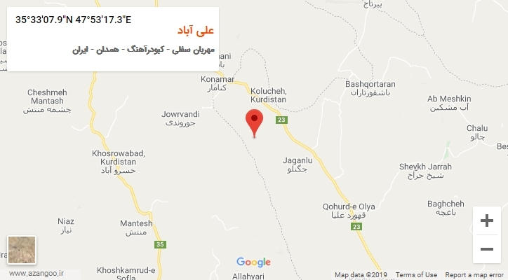 روستای علی آباد بر روی نقشه