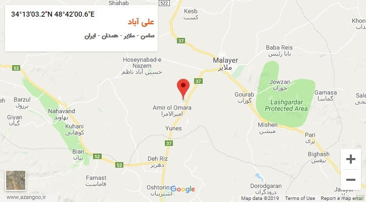 روستای علی آباد بر روی نقشه