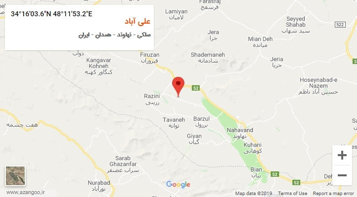 روستای علی آباد بر روی نقشه