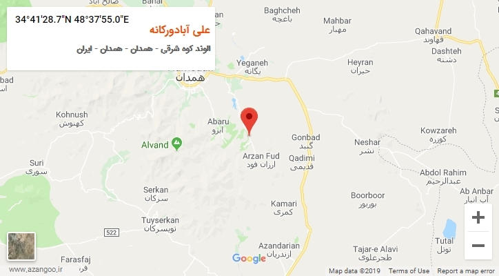 روستای علی آبادورکانه بر روی نقشه