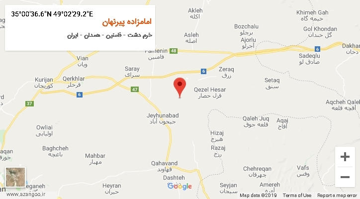 روستای امامزاده پیرنهان بر روی نقشه