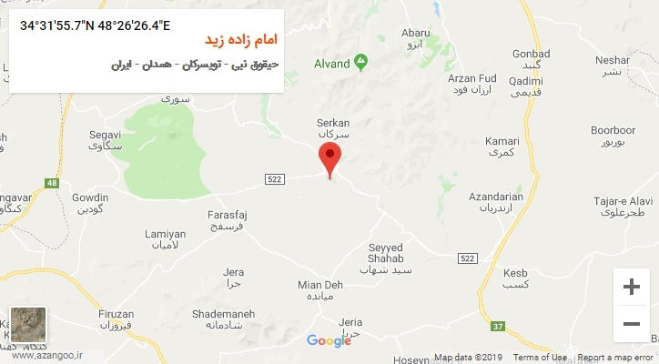 روستای امام زاده زید بر روی نقشه