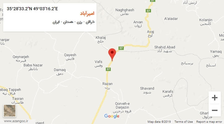روستای امیرآباد بر روی نقشه