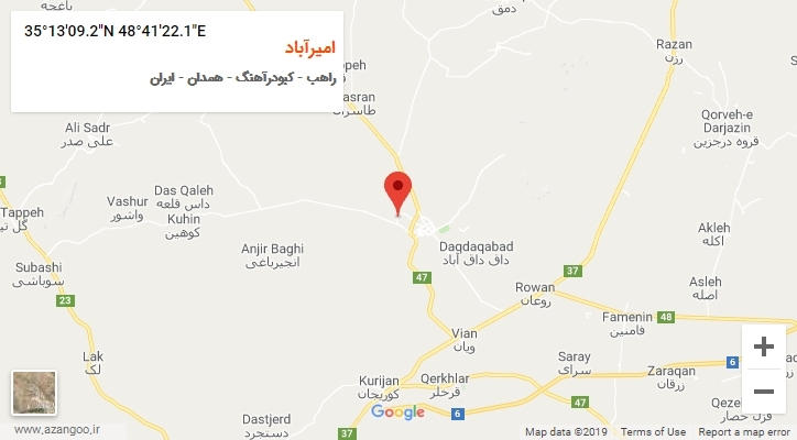 روستای امیرآباد بر روی نقشه