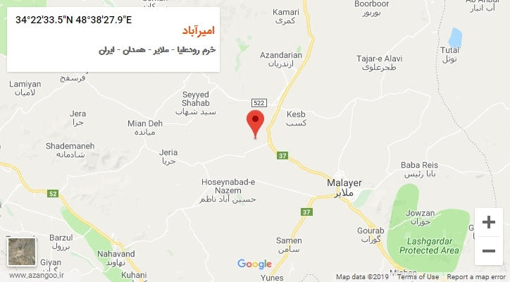 روستای امیرآباد بر روی نقشه