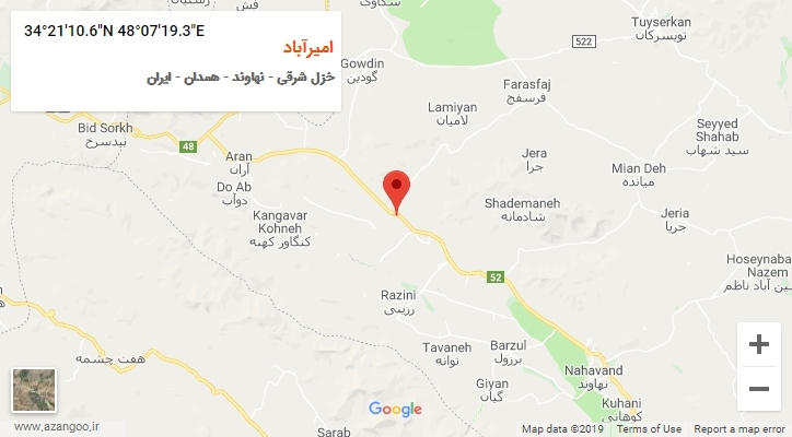 روستای امیرآباد بر روی نقشه