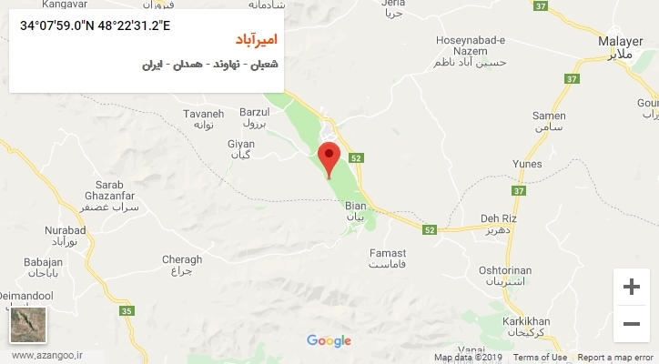 روستای امیرآباد بر روی نقشه