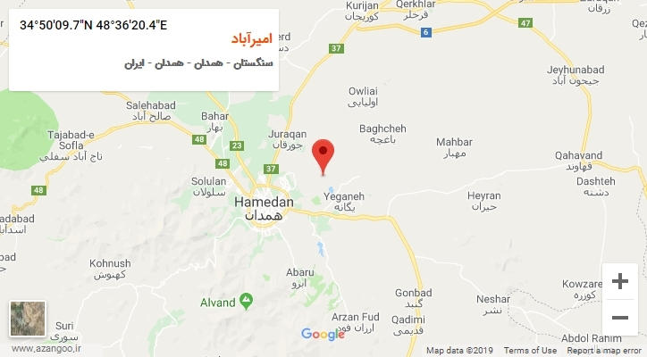 روستای امیرآباد بر روی نقشه