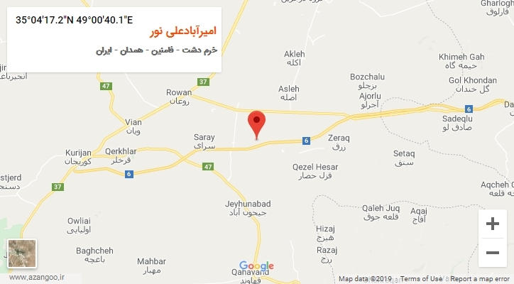 روستای امیرآبادعلی نور بر روی نقشه