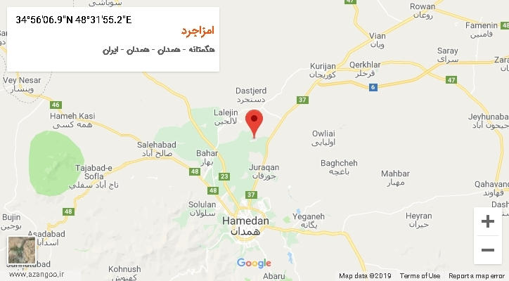 روستای امزاجرد بر روی نقشه