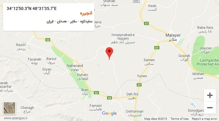 روستای انجیره بر روی نقشه