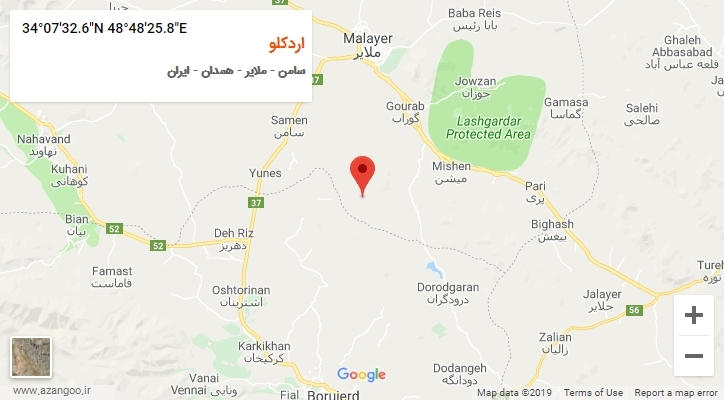 روستای اردکلو بر روی نقشه