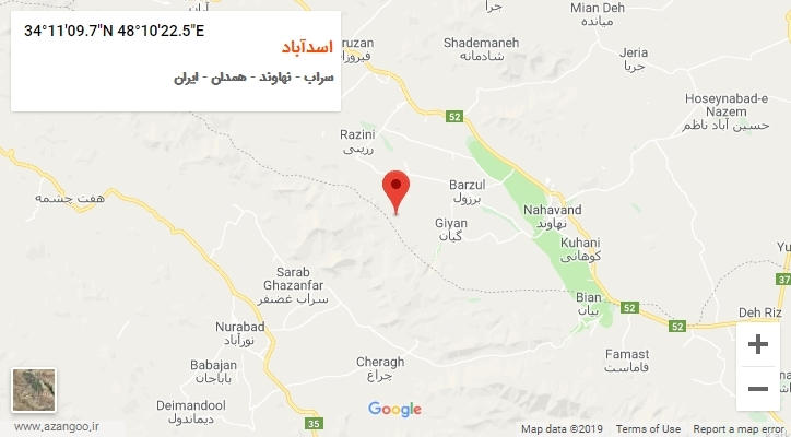 روستای اسدآباد بر روی نقشه