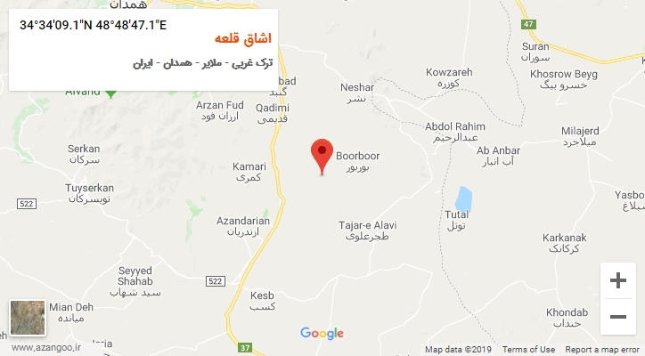 روستای اشاق قلعه بر روی نقشه