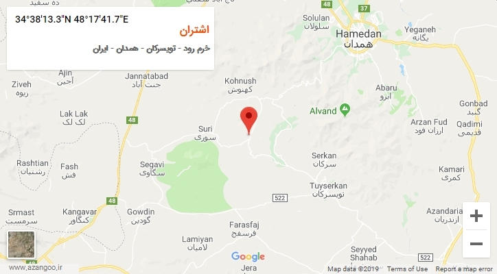 روستای اشتران بر روی نقشه