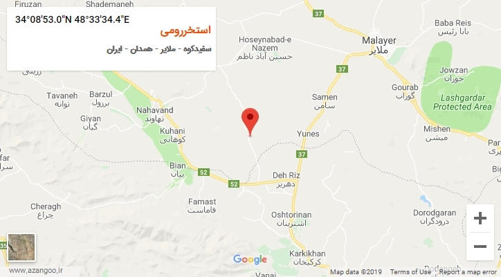 روستای استخررومی بر روی نقشه