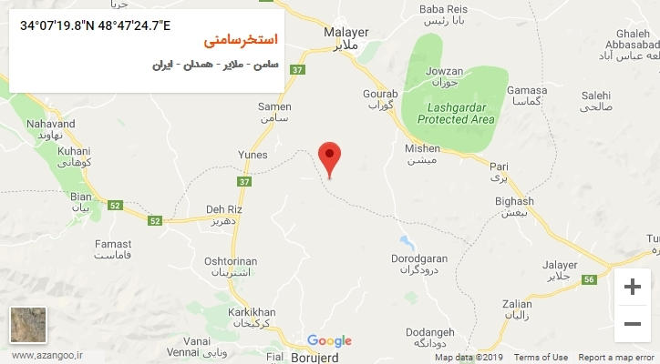 روستای استخرسامنی بر روی نقشه