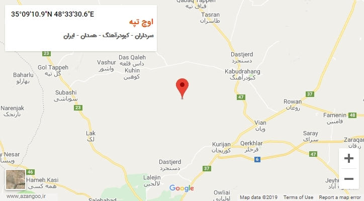 روستای اوچ تپه بر روی نقشه