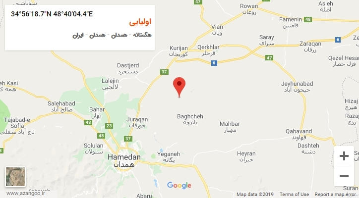 روستای اولیایی بر روی نقشه
