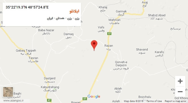 روستای ایلانلو بر روی نقشه