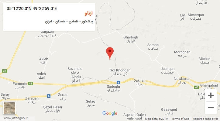 روستای ازناو بر روی نقشه