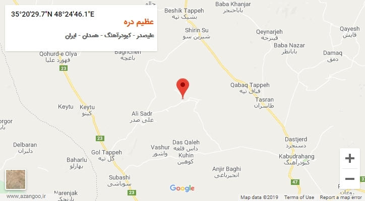 روستای عظیم دره بر روی نقشه