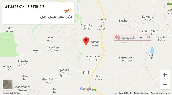 روستای بابارود بر روی نقشه