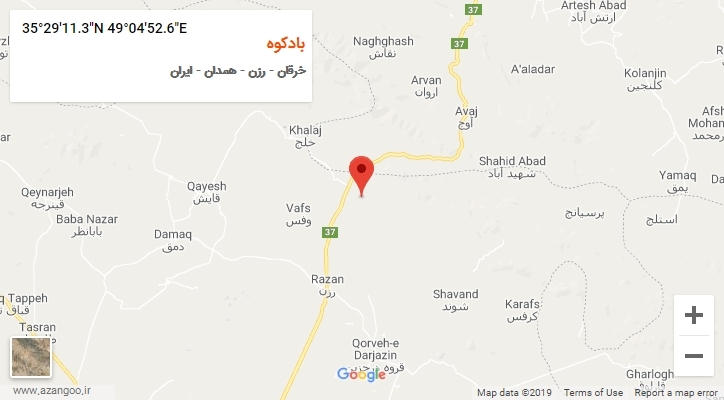روستای بادکوه بر روی نقشه