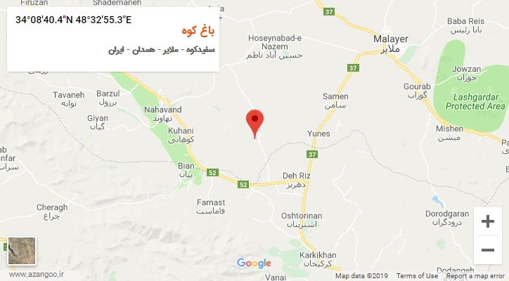 روستای باغ کوه بر روی نقشه