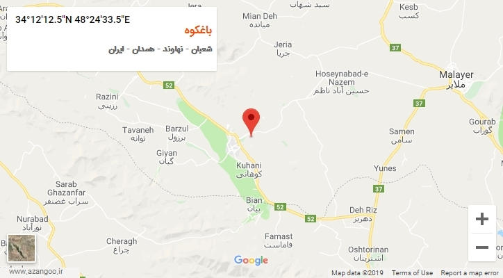 روستای باغکوه بر روی نقشه