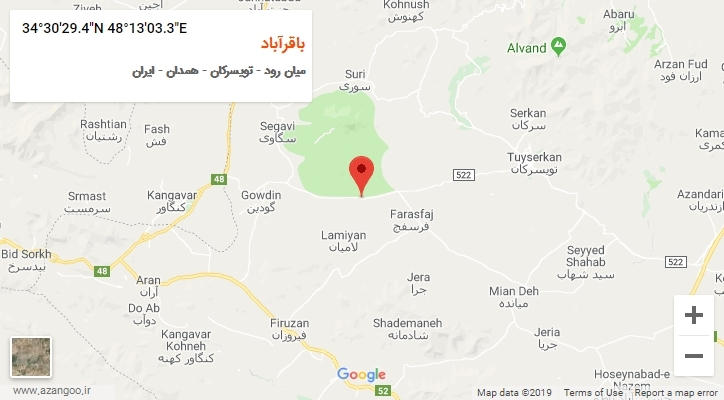 روستای باقرآباد بر روی نقشه